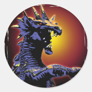 Sticker Rond Dragon fire