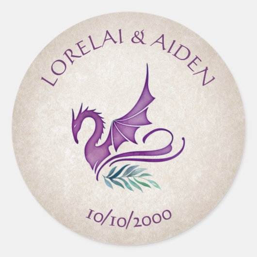 Sticker Rond Dragon Floral Mariage (Devant)