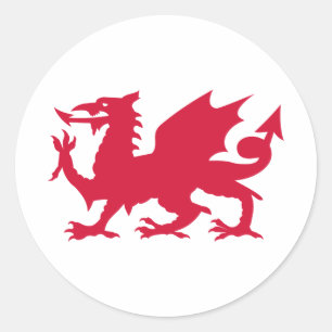 Sticker Rond Dragon gallois rouge