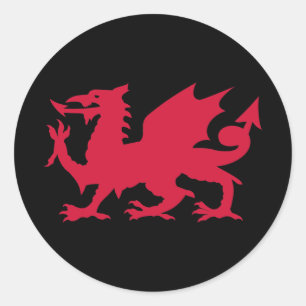 Sticker Rond Dragon gallois rouge