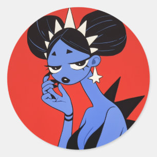 Sticker Rond Dragon Girl