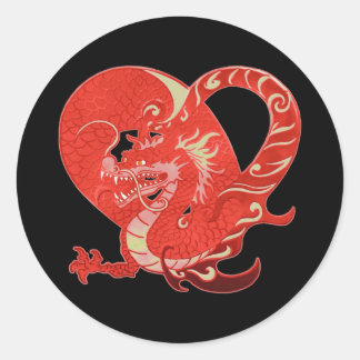 Sticker Rond Dragon Heart Valentine