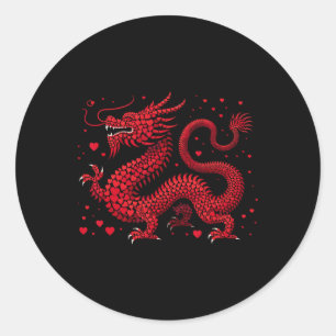 Sticker Rond Dragon Hearts Bonne année chinoise 2024 Valentin