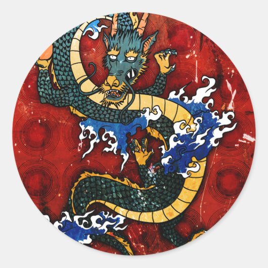 Sticker Rond Dragon japonais (Devant)