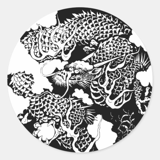 Sticker Rond dragon japonais (Devant)