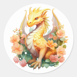 Sticker Rond Dragon jaune