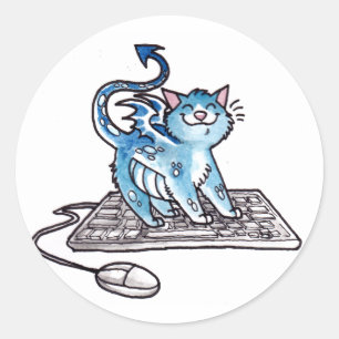 Sticker Rond Dragon Kitty