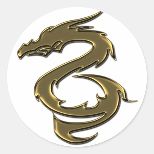 Sticker Rond Dragon liquide d'or (Devant)