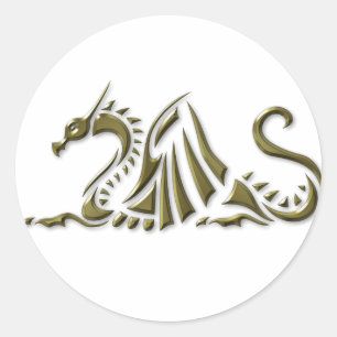 Sticker Rond Dragon métallique