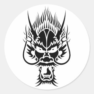 Sticker Rond Dragon oriental