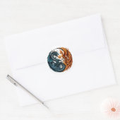 Sticker Rond Dragon & Phoenix Yin Yang (Enveloppe)