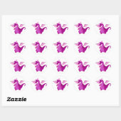 Sticker Rond Dragon pourpre et rose amical (Feuille)