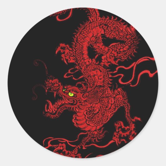 Sticker Rond Dragon rouge (Devant)