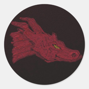 Sticker Rond Dragon rouge