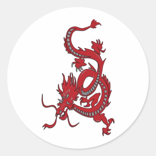 Sticker Rond Dragon rouge - Année du Dragon (Devant)