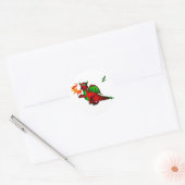 Sticker Rond Dragon rouge et libellule (Enveloppe)