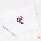 Sticker Rond Dragon rouge et noir (Enveloppe)
