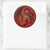 Sticker Rond Dragon rouge et noir Phoenix Yin Yang (Sac)