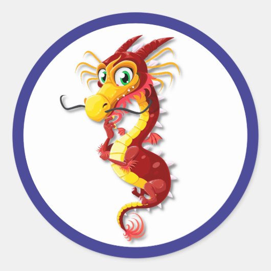 Sticker Rond Dragon rouge et or (Devant)