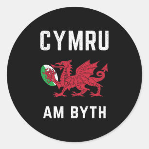 Sticker Rond Dragon rouge gallois Cymru Racets de rugby Roots F
