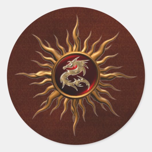 Sticker Rond Dragon Soleil Ornemental (Devant)
