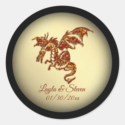 Sticker Rond Dragon sur Gold Personal (Devant)