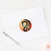 Sticker Rond Dragon tribal noir, rouge (Enveloppe)