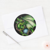 Sticker Rond Dragon vert (Enveloppe)