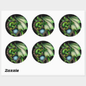 Sticker Rond Dragon vert (Feuille)