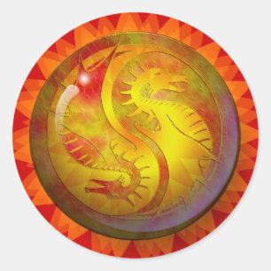 Sticker Rond Dragon Yin Yang