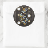 Sticker Rond Dragonflies de Steampunk sur arrière - plan rayé b (Sac)