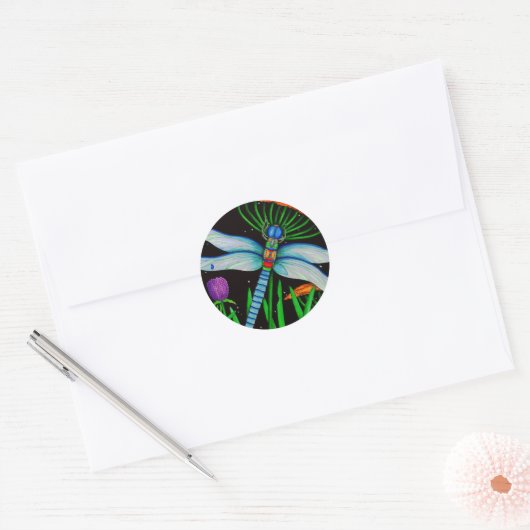 Sticker Rond Dragonfly au repos (Enveloppe)