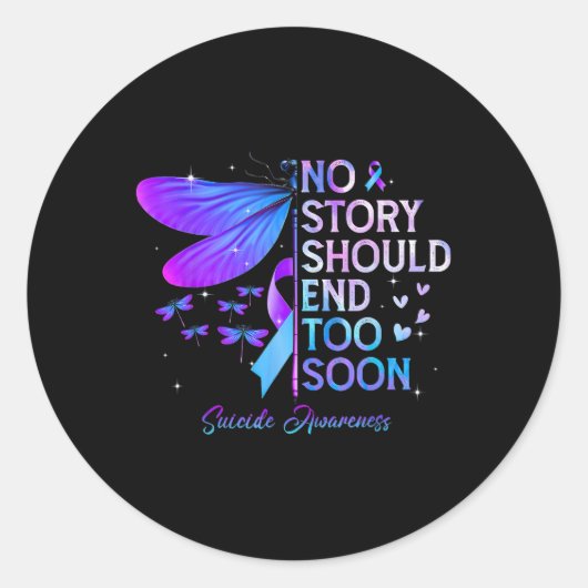 Sticker Rond Dragonfly Aucune Histoire Ne Devrait Pas Finir Tro (Devant)