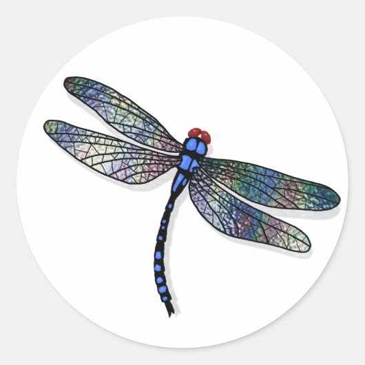 Sticker Rond Dragonfly bleu minimaliste (Devant)