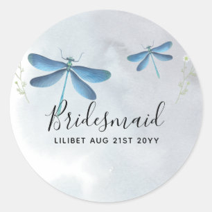 Sticker Rond DragonFly BRIDESMAID fête de mariage personnalisée