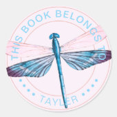 Sticker Rond Dragonfly Ce Livre Appartient (Devant)