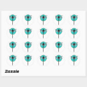 Sticker Rond Dragonfly in Turquoise Circle (Feuille)