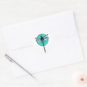 Sticker Rond Dragonfly in Turquoise Circle (Enveloppe)