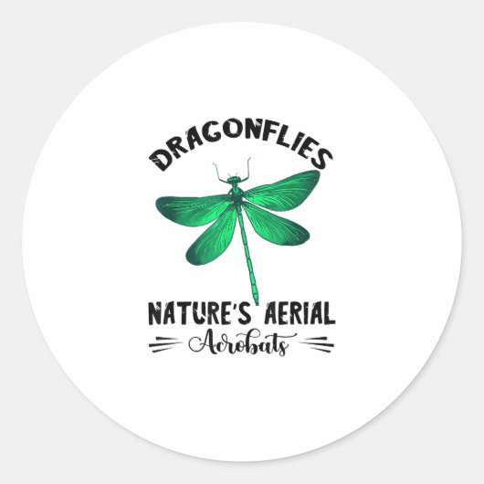 Sticker Rond Dragonfly Nature Insect Nature's Aerial Acrobat Dr (Devant)