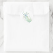 Sticker Rond Dragonfly originale en bleu et vert (Sac)