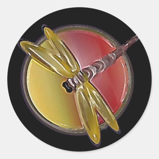 Sticker Rond Dragonfly Peint (Devant)