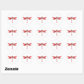 Sticker Rond Dragonfly rouge (Feuille)