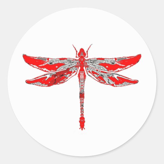 Sticker Rond Dragonfly rouge (Devant)