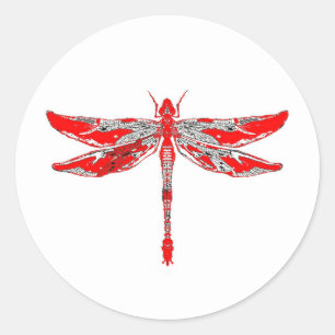 Sticker Rond Dragonfly rouge