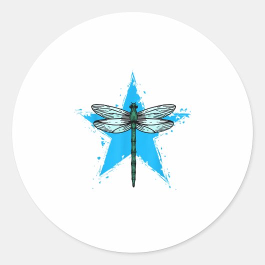 Sticker Rond Dragonfly Star Design Insect Love Lover Dragonflie (Devant)