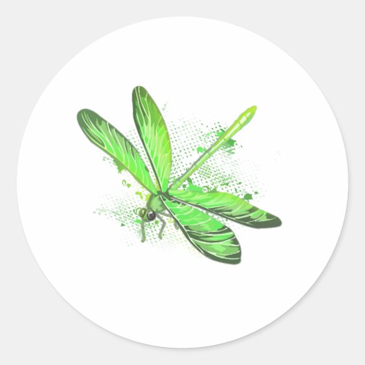 Sticker Rond Dragonfly vert (Devant)