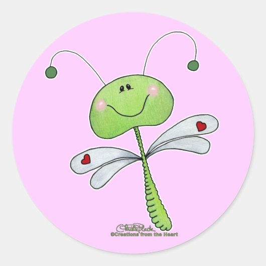 Sticker Rond Dragonfly with Hearts (Devant)