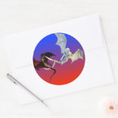 Sticker Rond Dragons de feu et de glace Bleu rouge (Enveloppe)