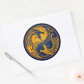 Sticker Rond Dragons de Yang Jaune et Bleu (Enveloppe)