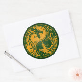 Sticker Rond Dragons de Yang Jaune et Vert (Enveloppe)